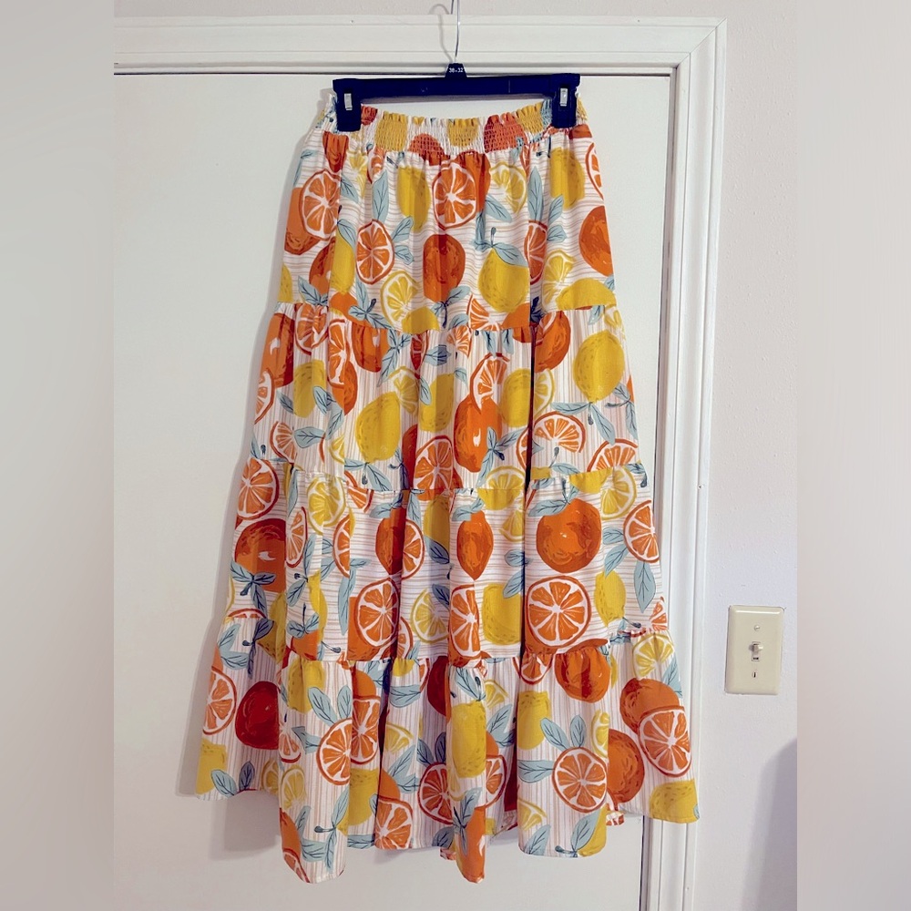 Citrus Print Maxi Skirt